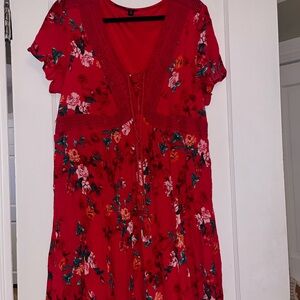 Torrid Red Floral Mini Dress